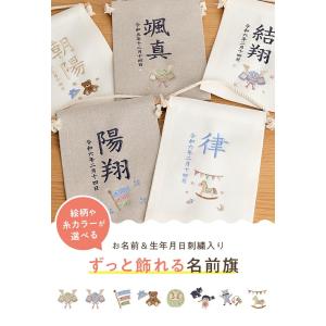 ナチュラル 名前旗 男の子 刺繍 名入れ 小さ...の詳細画像2