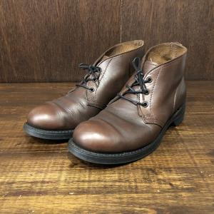 Brown Leather Vintage Chukka Boots Shoes Vibram Biltrite Sole 8D Made in USA ブラウン リアルレザー チャッカ シューズ ブーツ ビブラムソール｜olds