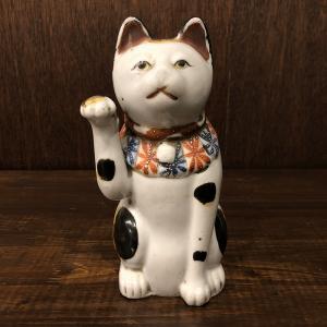 招き猫 古瀬戸 約21cm 当時物 骨董品 ジャパン アンティーク オリジナル｜olds