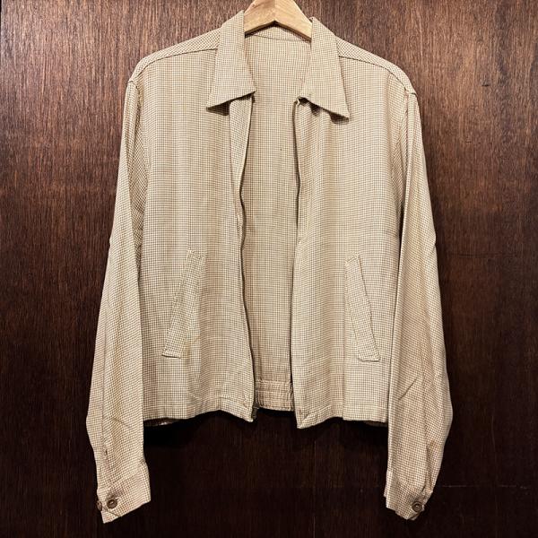 Vintage Rayon Gabardine Jacket Houndstooth Pattern...
