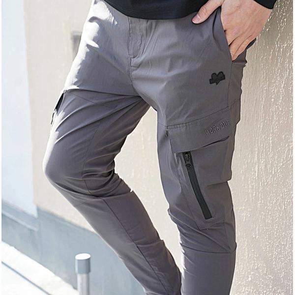 [ LUXE/R ] (5色) ラグジュ ストレッチ布帛 カーゴジップパンツ 45940