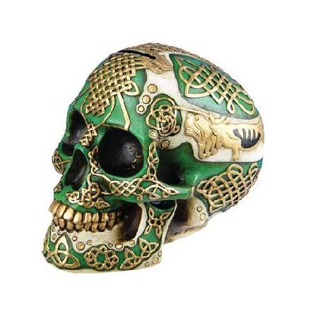【並行輸入品】 Figurine Celtic Lion Skull Bank Hand Paint...