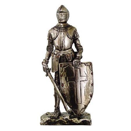 Crusader Knight Statue Silver Finishing Cold Cast ...