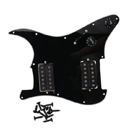 【並行輸入品】 3Ply 配線済みのピックガードHHハムバッカーストラトギター用 ブラック moyi...