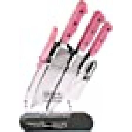 Hen ＆ Rooster 7-piece Pink Kitchen Cutlery Set. Th...