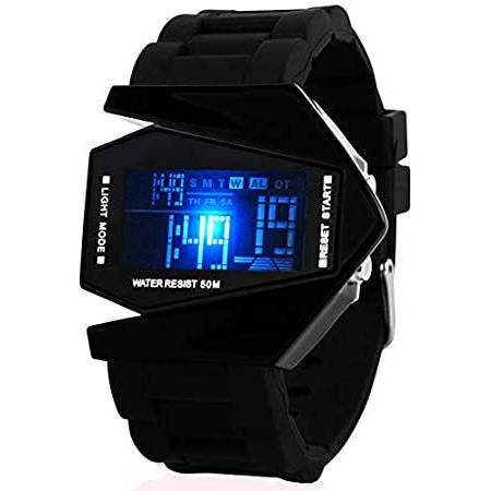 【並行輸入品】 Fanmisエレガントな平面スタイルデジタル表示LEDシリコン手首LED腕時計ブラッ...