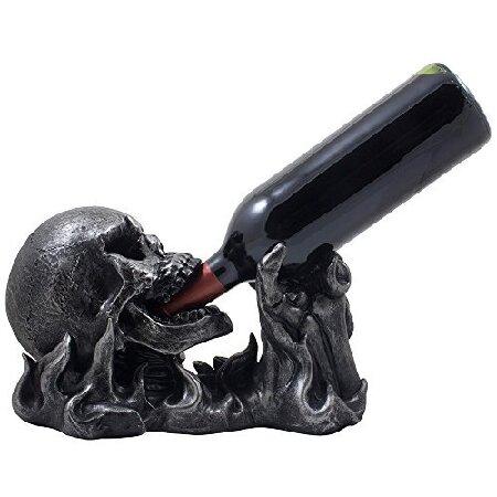 Evil Skull Rising From Flames Wine Bottle Holder S...