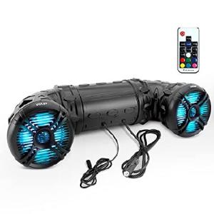 Pyle Marine ATV Powered Speakers - 4.0 Wireless Bluetooth, 800 Watt, Color Changing LED Lights, IP44 Waterproof, 6.5” Dual Audio Sound Sy(並行輸入品)｜olg