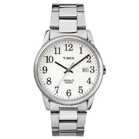 Timex メンズ アナログ クォーツ 腕時計 読みやすい, シルバートーン/ホワイト。, 38mm...