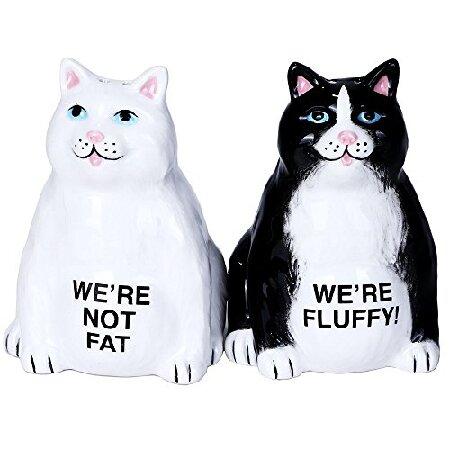 Fluffy Fat Cats Ceramic Magnetic Salt and Pepper S...