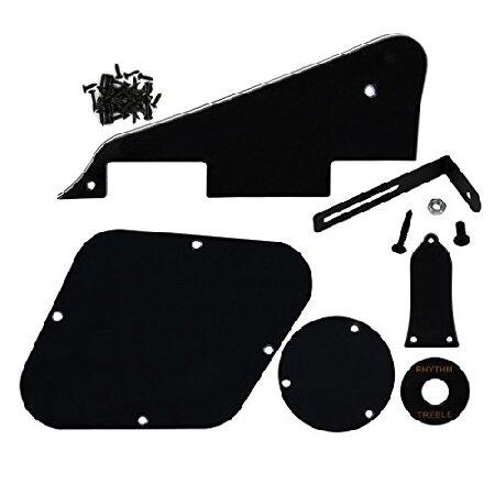 【並行輸入品】 FLEOR 3層 ブラック ピックガード バックプレート ネジセット＆スイッチリング...