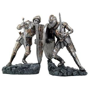 Medieval Knights in Full Armor BattlingブックエンドセットCollectible Figurine 8インチトール｜olg