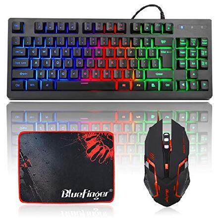 【並行輸入品】 BlueFinger RGB 87キー ゲーミングキーボードとバックライト付きマウス...