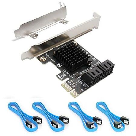 【並行輸入品】 Ziyituod PCIe SATAカード 4ポート 4つのSATAケーブル付き S...