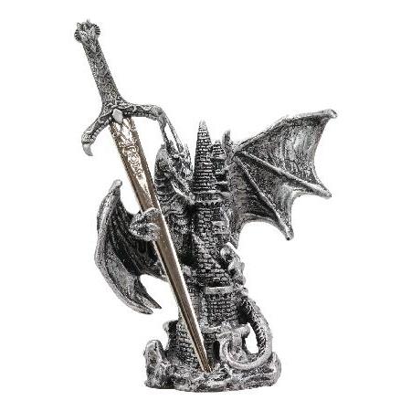 【並行輸入品】 Ebros Gift レジェンダリーシルバードラゴン お城の塔 レターオープナー 置...