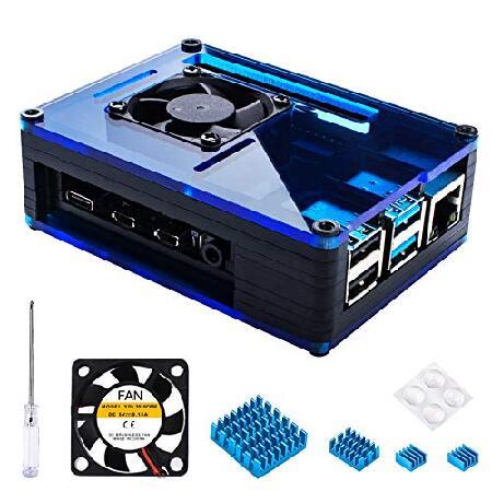 【並行輸入品】 Miuzei Raspberry Pi 4ケース ファン冷却付き アルミニウムヒート...