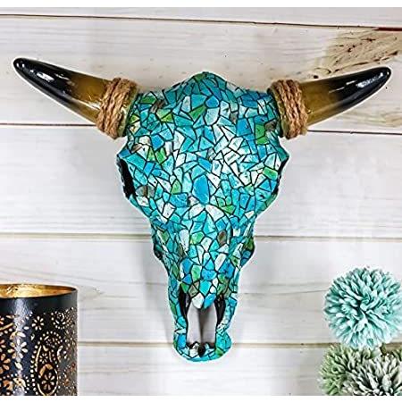 【並行輸入品】 Ebros 11.5インチ幅 ターコイズ モザイク ステア バイソン バッファローブ...