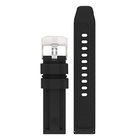 純正Luminox 腕時計バンド - 交換用ベルト 23mm ブラックラバーストラップ ネイビーシー...