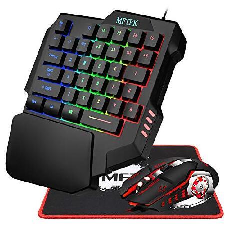 【並行輸入品】 MFTEK 片手でゲームキーボードとマウスのコンボ RGB レインボーバックライト付...