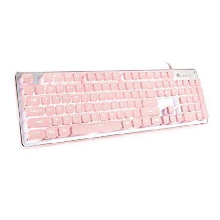 【並行輸入品】 Computer Keyboard, LANGTU Backlit LED Pink...