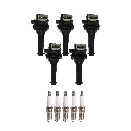 【並行輸入品】 ENA イグニッションコイルパック5個とプラチナスパークプラグ5個セット Volvo...