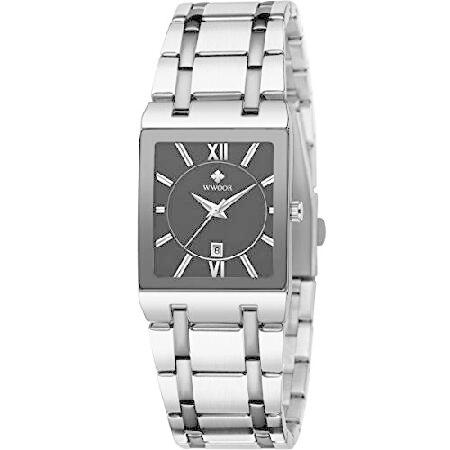 【並行輸入品】 WWOOR Square Watches for Men Stainless Ste...