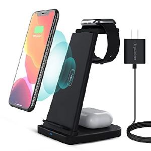 Detachable Wireless Charging Stand Station Dock 3 in 1 Qi-Certified Fast iPhone Pro Charger Compitable for Apple Watch, iPhone 12/11 /XR/X(並行輸入品)