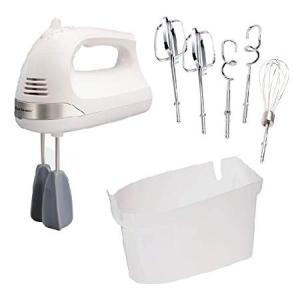 Hamilton Beach 6-Speed Electric Hand Mixer with Whisk, Dough Hooks and Easy Clean Beaters, Snap-On Storage Case, White｜olg
