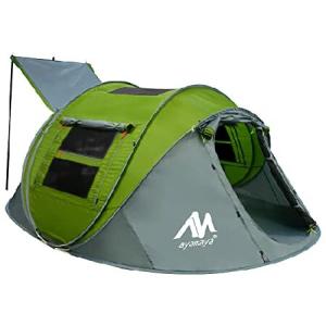 AYAMAYA ポップアップテント 4人用 キャンプ用 防水 インスタントファミリーテント スカイライト＆取り外し可能なレインフライ付き アップグレード大型サイズ 2