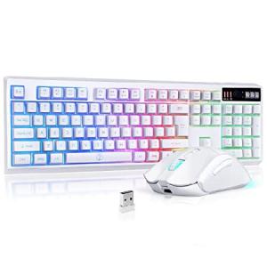 ZJFKSDYX C104 Wireless Gaming Keyboard and Mouse Combo, Waterproof 104 Keys US Layout RGB Backlit Rechargeable Mechanical Feel Ergonomic Keyboard and｜olg