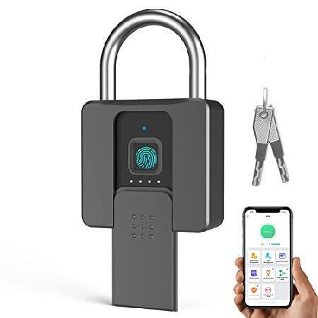 Eseesmart 指紋南京錠 生体認証 スマート南京錠 鍵付き USB充電 大型スマートタッチロッ...