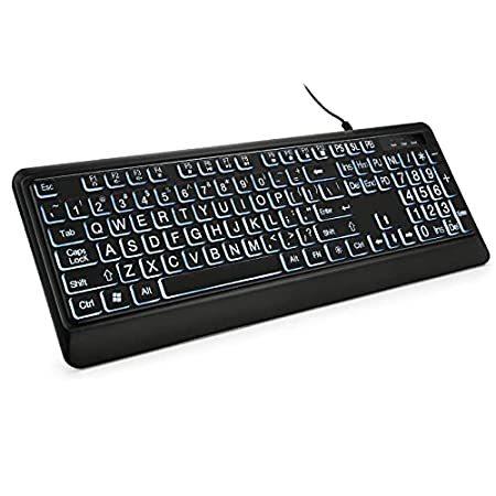 【並行輸入品】 Large Print Backlit Keyboard, KopJippom Qu...