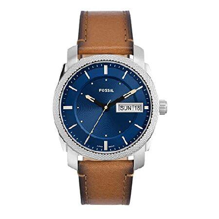 Fossil Men&apos;s Machine Quartz Silver and Leather Thr...