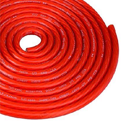 【並行輸入品】 25フィート レッド 1/0ゲージ GA AWG カーアンプ バッテリー電源ケーブル...