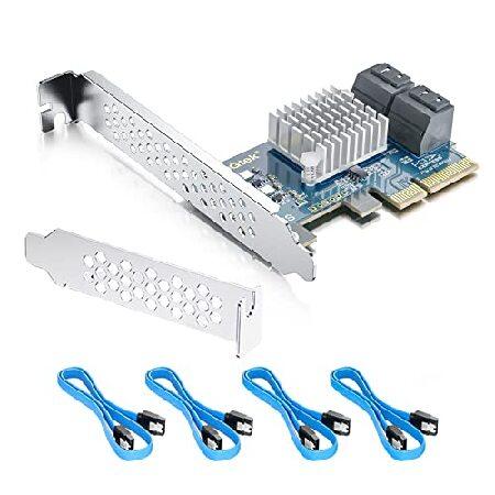【並行輸入品】 10Gtek PCIe SATAカード 4ポート SATAケーブル4本と薄型ブラケッ...