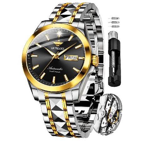 【並行輸入品】 OUPINKE メンズ 自動腕時計 リアルダイヤモンド 自動巻き 機械式 ゴールド ...