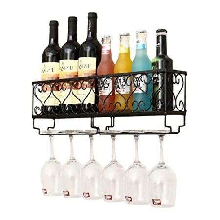 KNC Wall Mounted Wine Rack, Metal Bottle ＆ Glass H...