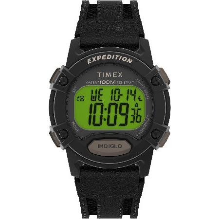 Timex メンズ Expedition CAT 41mm 腕時計 - ブラックストラップ デジタル...
