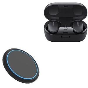 BoxWave Charger Compatible with Bose QuietComfort Earbuds - SwiftCharge PowerDisc Wireless Charger (15W), Qi Wireless 15W Circular Desktop Charger for