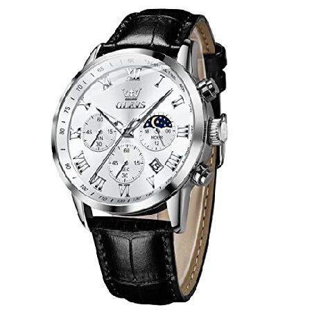 【並行輸入品】 OLEVS Mens Watches Leather Chronograph Lux...
