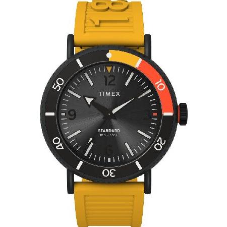 Timex メンズ スタンダード ダイバー 43mm 腕時計, イエロー/ブラック, ダイバー