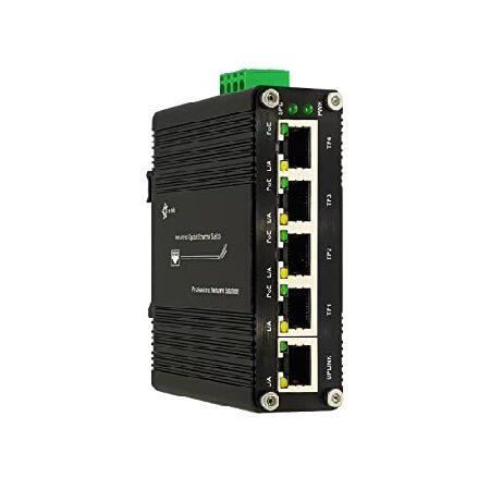 工業用 パッシブ 24V 5ポート PoEスイッチ ギガビット RJ45 DINレール 10/100...