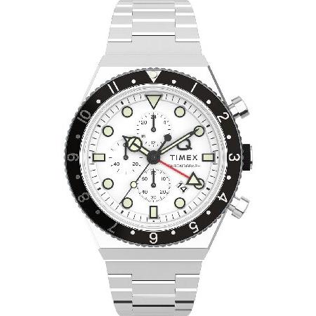 Timex メンズ Q クロノグラフ 40mm 腕時計, シルバートーン/ホワイト, One Siz...