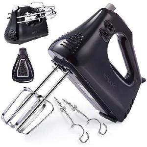 Hand Mixer Electric, MOSAIC Mixer with Cord ＆ Attachments Storage and 4 Stainless Steel Accessories, Easy Eject Handheld Mixer for Whipping Mixing Co｜olg