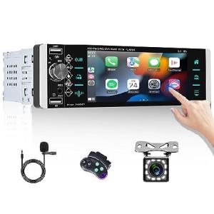 CAMECHO Single Din Car Stereo with Carplay ＆ Android Auto Car Radio, 5.1'' Bluetooth Car Audio 1 Din Touchscreen MP5 Receiver with Mirror Link/Voice｜olg