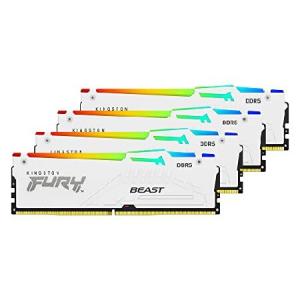 【並行輸入品】 Kingston (キングストン) FURY Beast (フューリービースト) ホワイト RGB XMP DDR5 128GB 5600MT/s CL40 DIMM デスクトップゲーム用メモリ (4枚