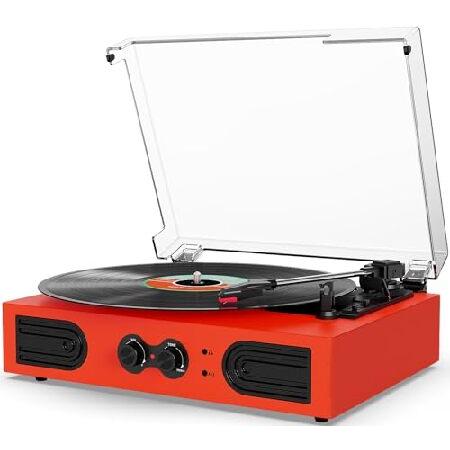 Record Player with Built-in Speakers, Bass ＆ Trebl...