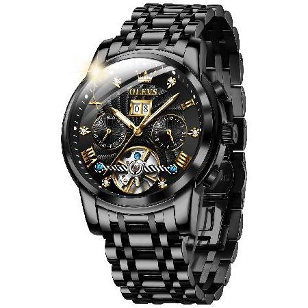 【並行輸入品】 OLEVS Automatic Watches for Men Black Diam...