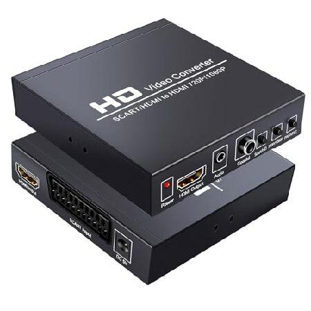 SCART - HDMI変換器 1080P Scart コンバーター ビデオオーディオボックス HD...