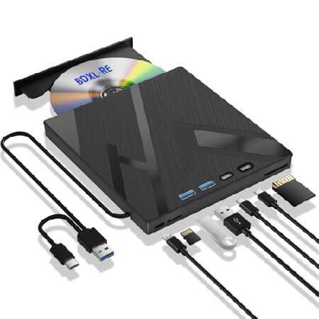 【並行輸入品】 7 in 1 外付けブルーレイドライブ、SD/TFポート付きPC用外付けBluera...